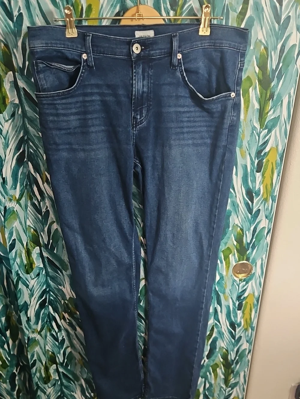 Hudson Byron Straight Jeans in Dark Blue Stretch Denim - Size 34